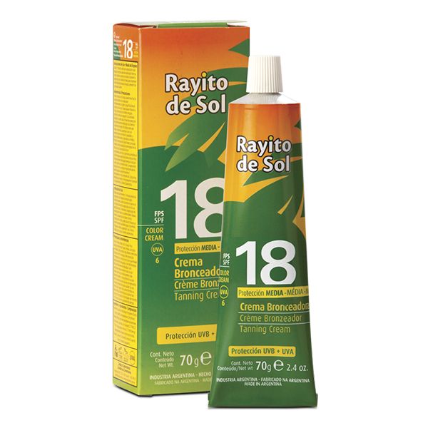 RAYITO DE SOL CREMA BRONCEADORA SOLAR FPS 18 X 70 G.